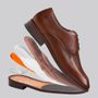 SAPATO DERBY MASCULINO SOCIAL EM COURO MARROM COM CONFORTO