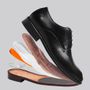  SAPATO DERBY MASCULINO SOCIAL EM COURO PRETO COM CONFORTO
