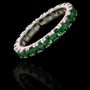 Anel Riviera Zircônia Verde Esmeralda 3mm Prata 925 (todos os números)