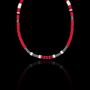 Colar Mini Discos Silicone Vermelho Fechado Prata 925
