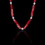 Colar Pedra Natural Jasper Vermelho 13x4mm Prata 925