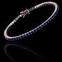 Pulseira Riviera Zircônia Azul Safira 3mm Prata 925