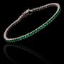 Pulseira Riviera Zircônia Verde Esmeralda 3mm Prata 925