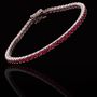 Pulseira Riviera Zircônia Rubi 3mm Prata 925