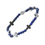 Pulseira Pedra Natural Lapis Lazuli 4mm e Cruz Hematita