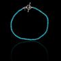 Pulseira Pedra Natural Turquesa Clara 2mm Prata 925 sem regulagem 