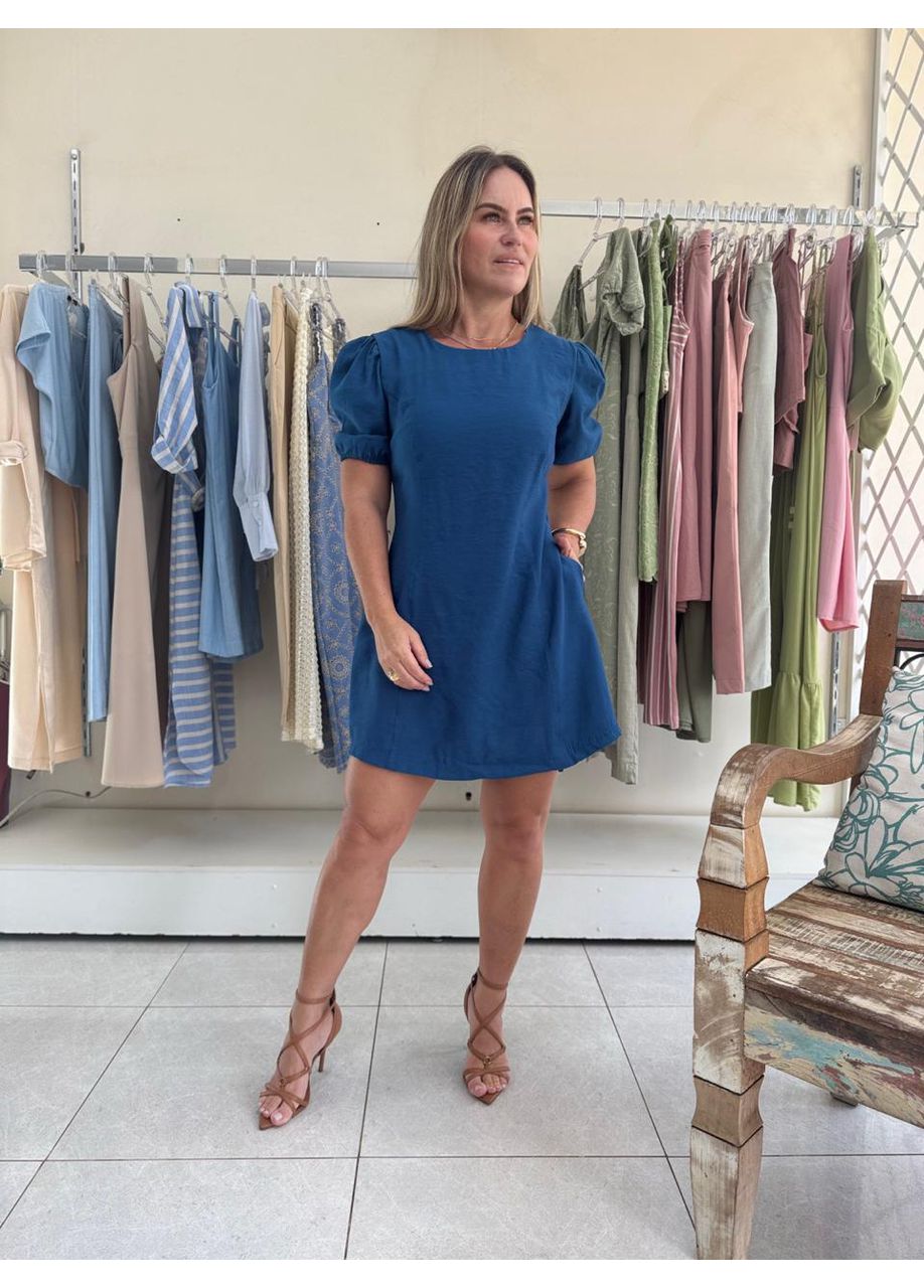 Vestido Manga - Azul