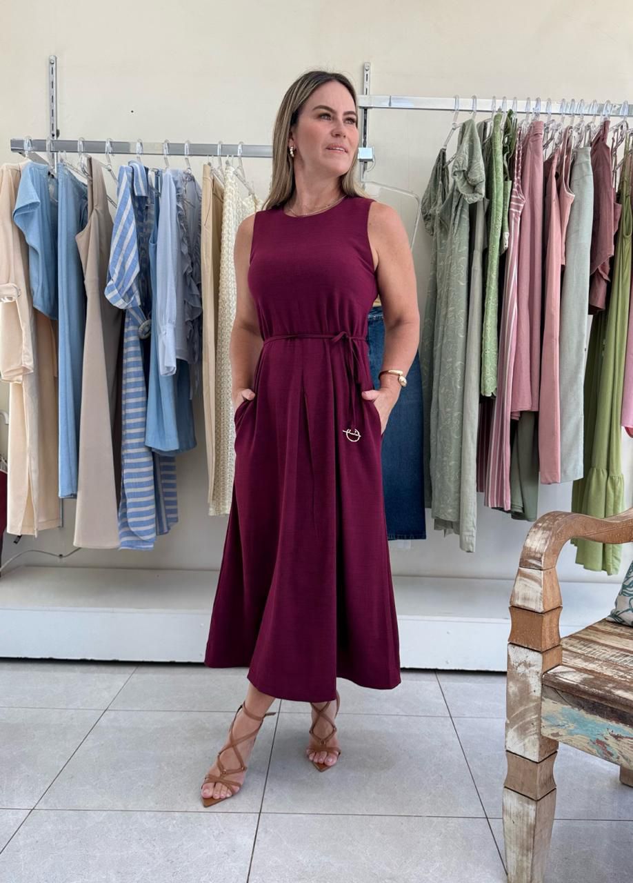 Vestido Cinto - Marsala