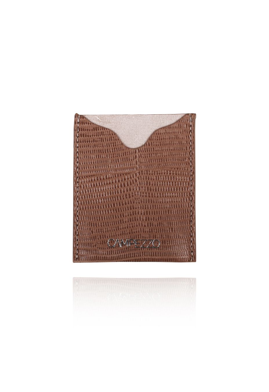 Carteira Slim Couro Nude Lezard