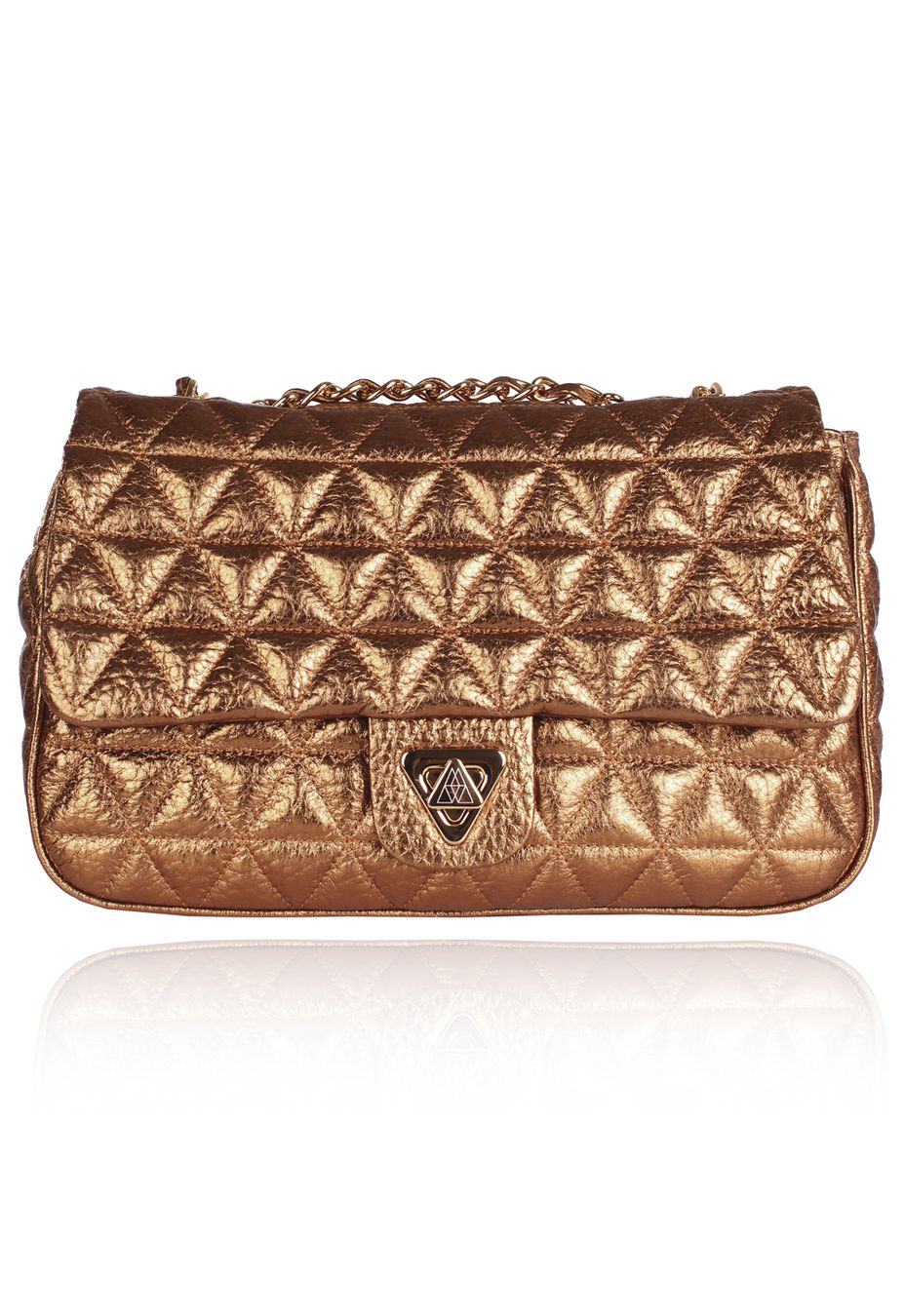 Bolsa Nina Couro Bronze metalizado elefante