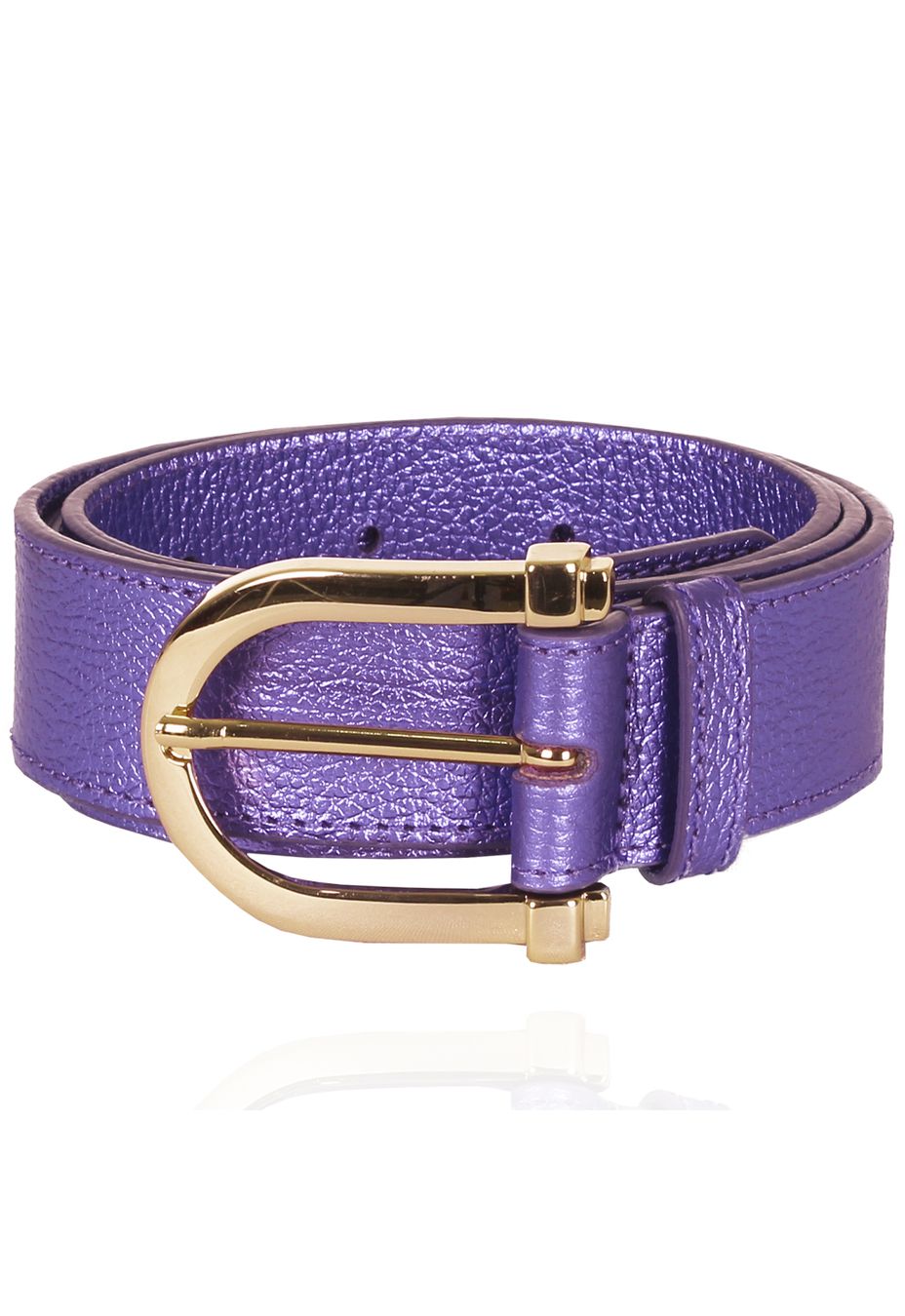 Cinto Clássico Couro Violeta Metalizado