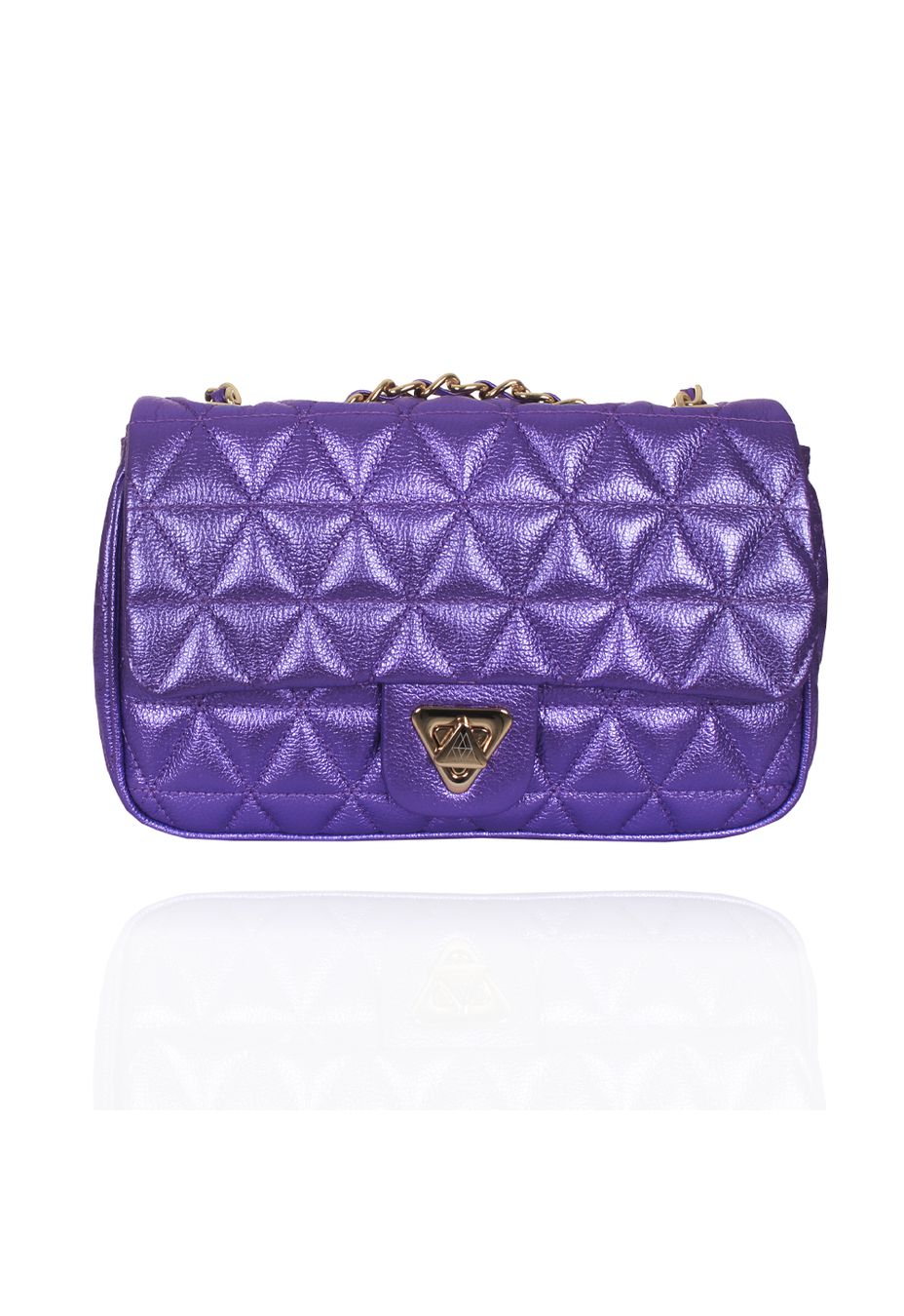 Bolsa Nina Petit Couro Violeta Metalizado