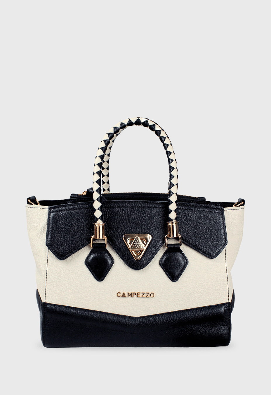 Bolsa Budapeste Preto e Off White
