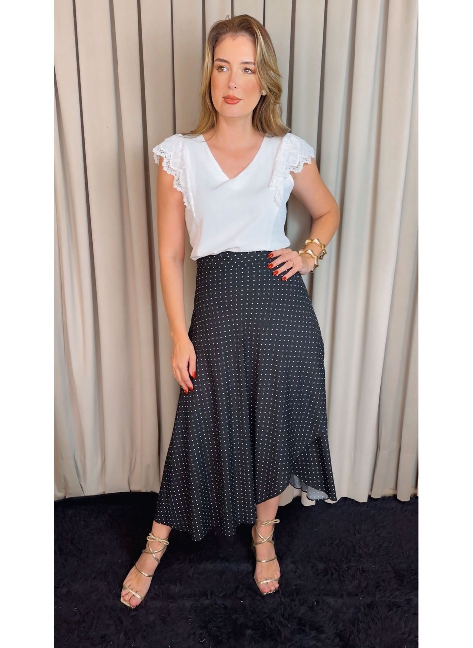 Saia Transpassada Feminina - Preta ... - D'Menina