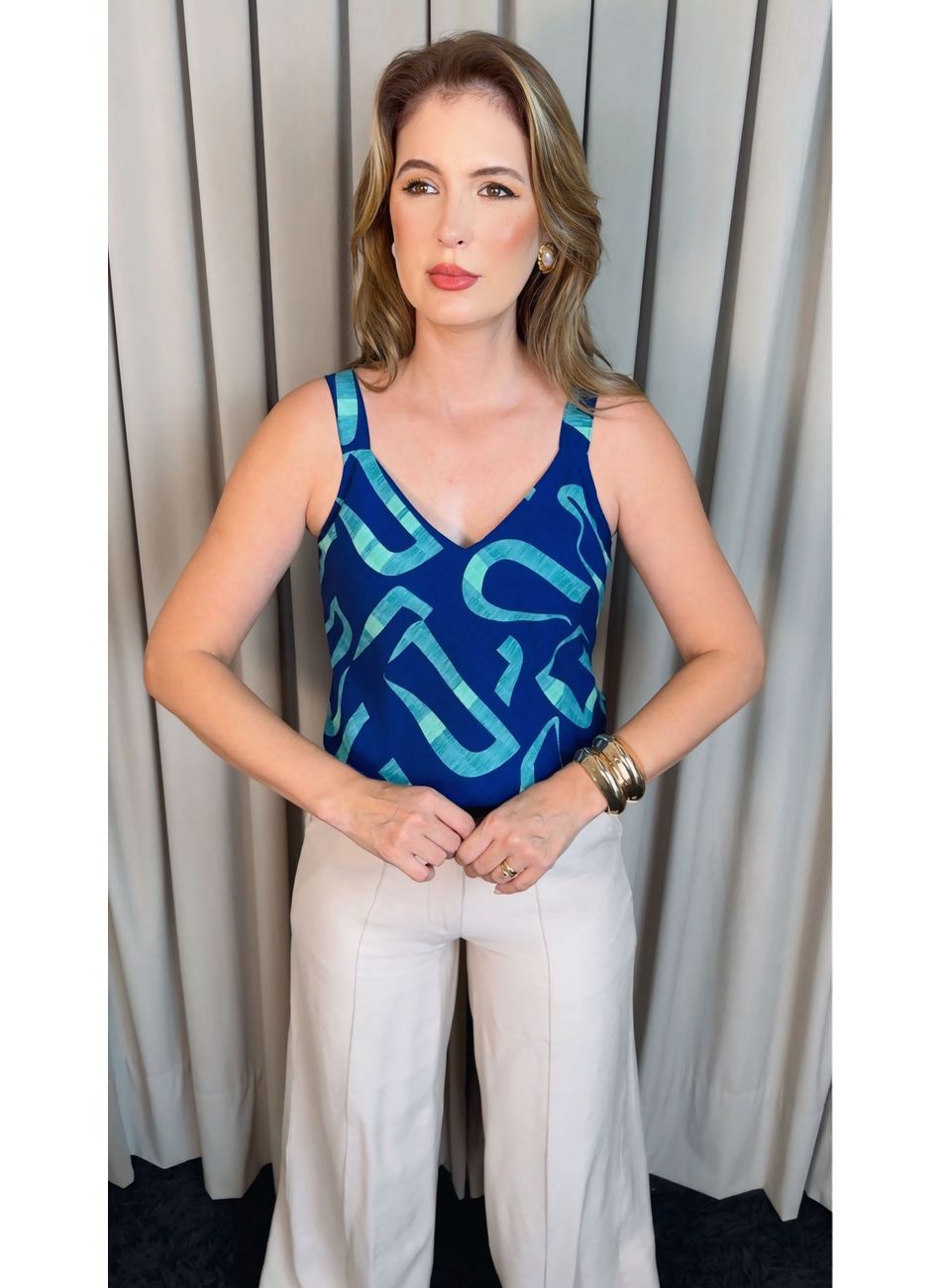 Regata Feminina Estampada - Azul Tu... - D'Menina