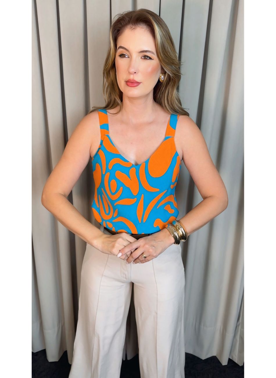 Regata Feminina Estampada - Azul/ L... - D'Menina