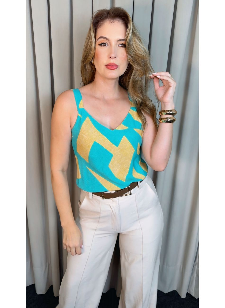 Regata Feminina Estampada - Verde/ ... - D'Menina