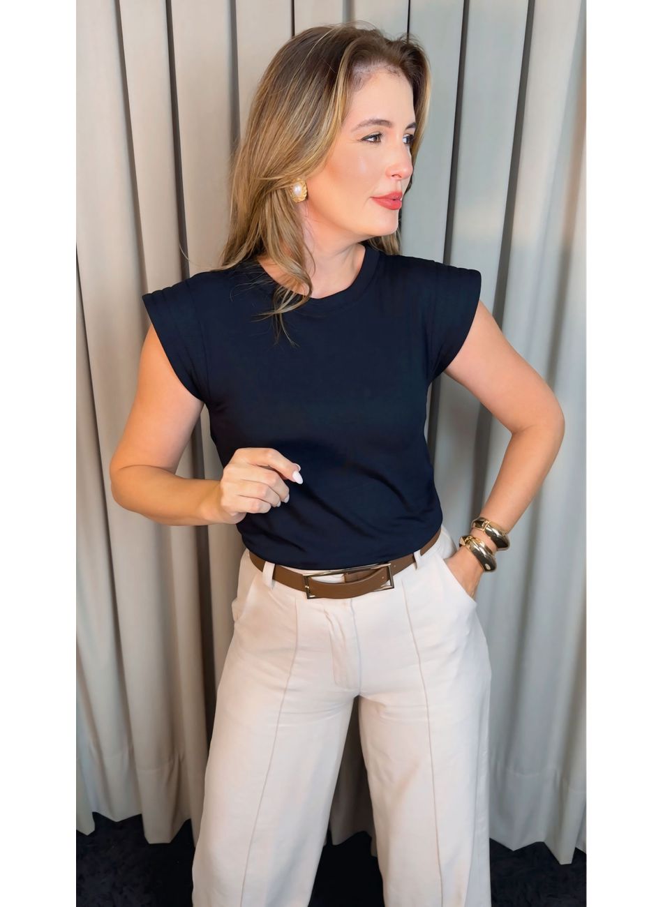 T-shirt Feminina Malha Aba - Preto ... - D'Menina