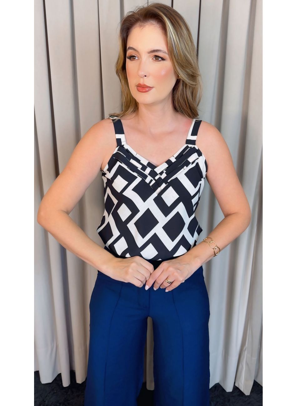 Regata Feminina Estampada - Preta/ ... - D'Menina