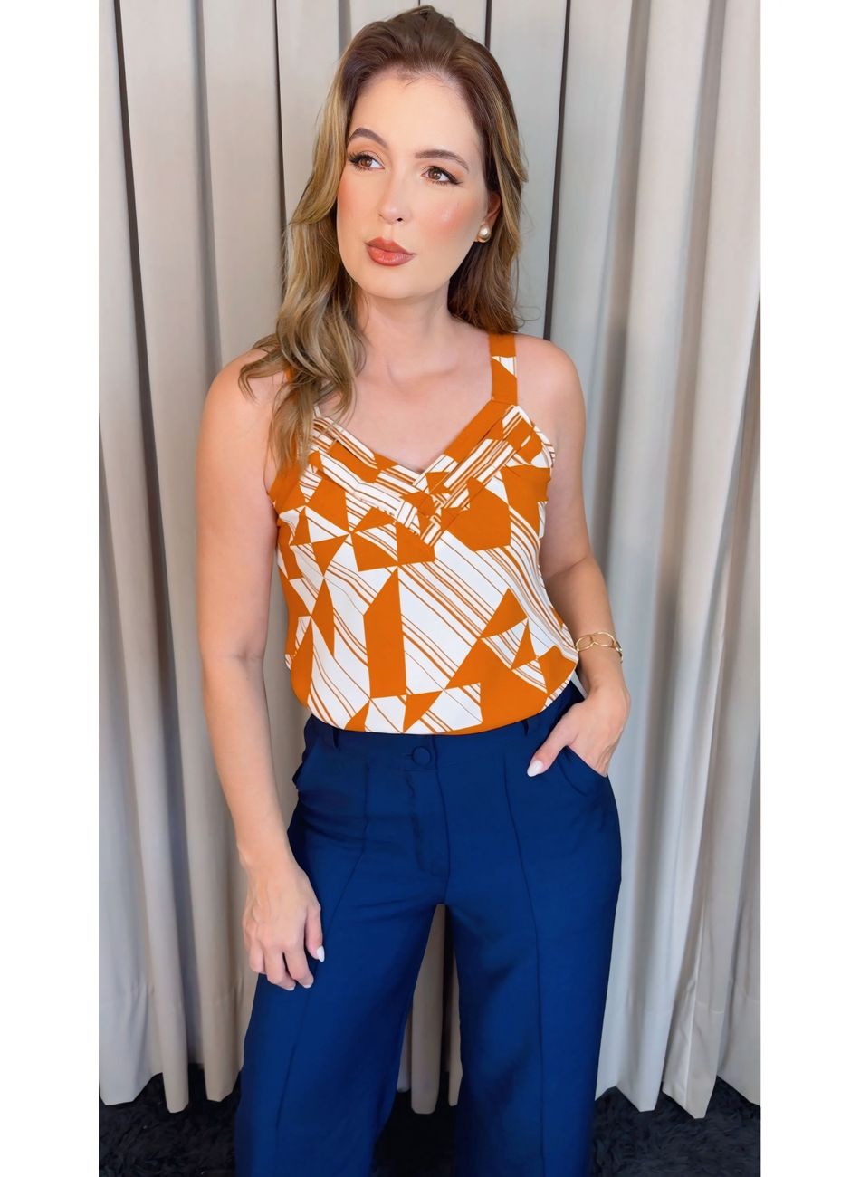 Regata Feminina Estampada - Laranja... - D'Menina