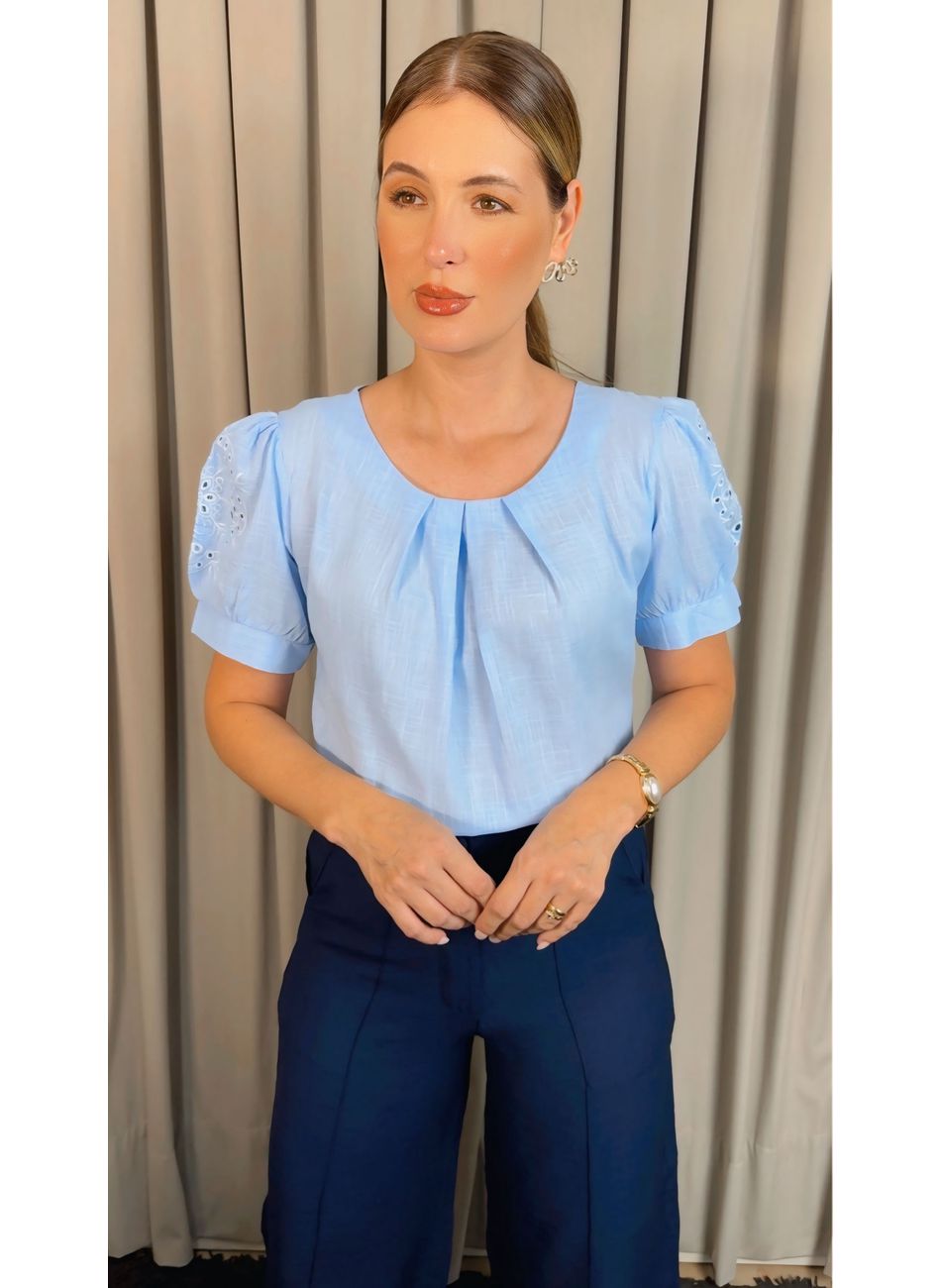 Blusa Feminina Manguinha Bordada - ... - D'Menina