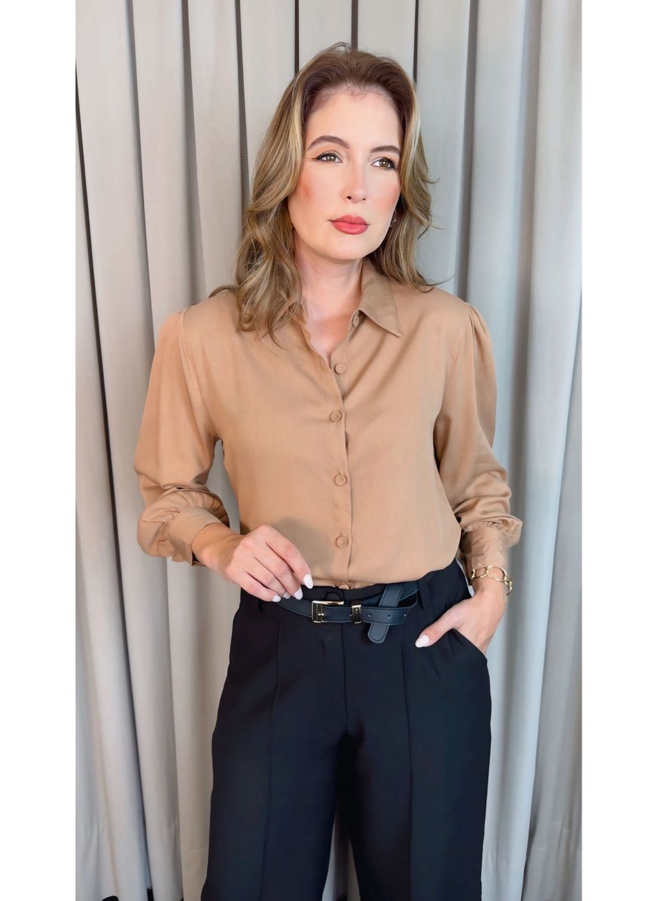 Camisa Feminina Manga Longa Lisa - ... - D'Menina