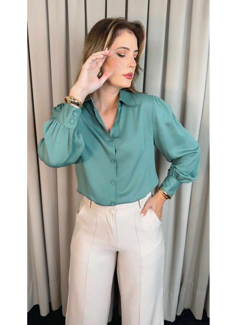 Camisa Feminina Manga Longa Lisa - ... - D'Menina