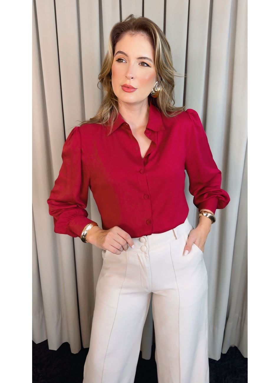 Camisa Feminina Manga Longa Lisa - ... - D'Menina