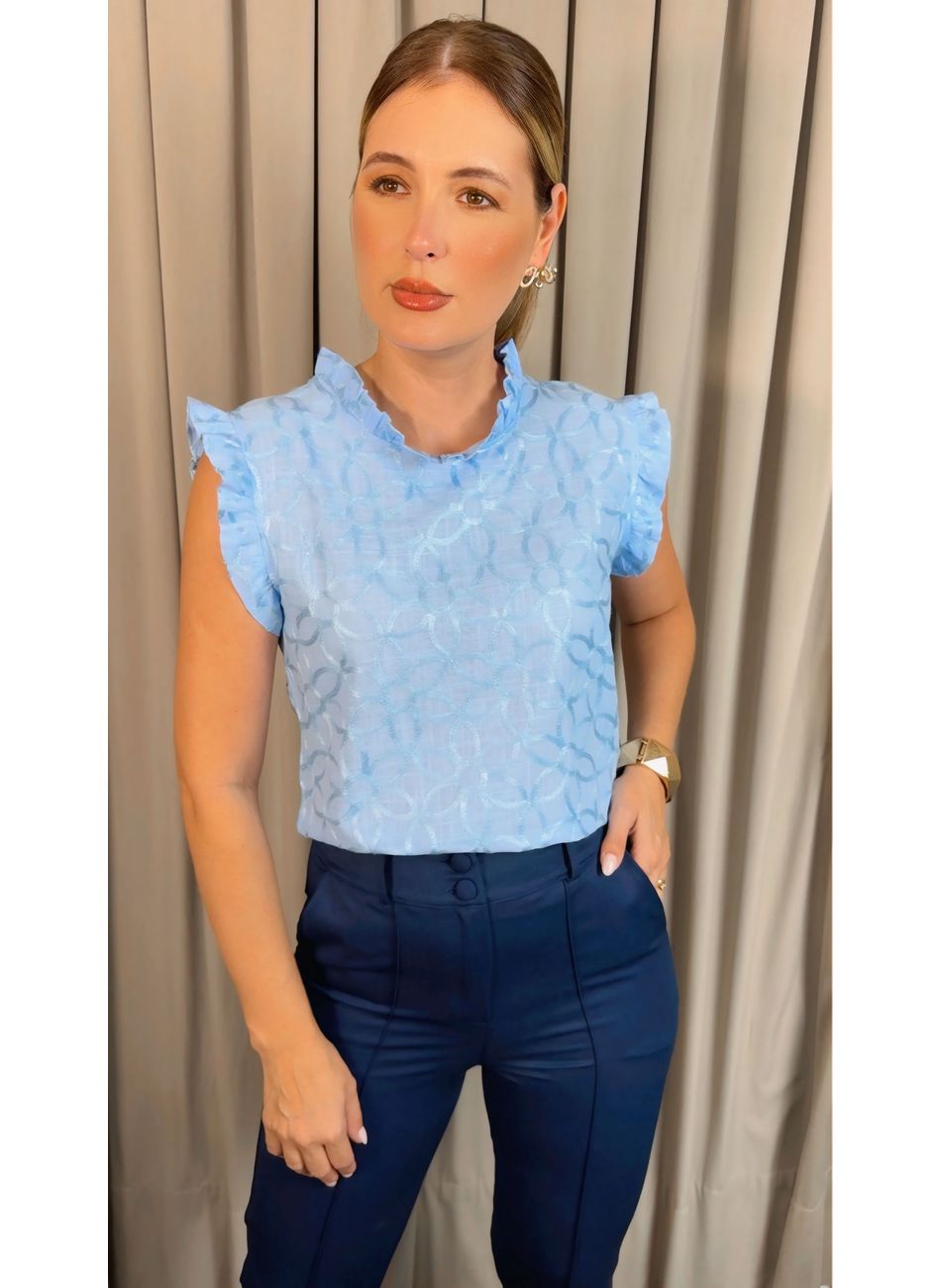 Blusa Feminina Prega Bordada Delica... - D'Menina