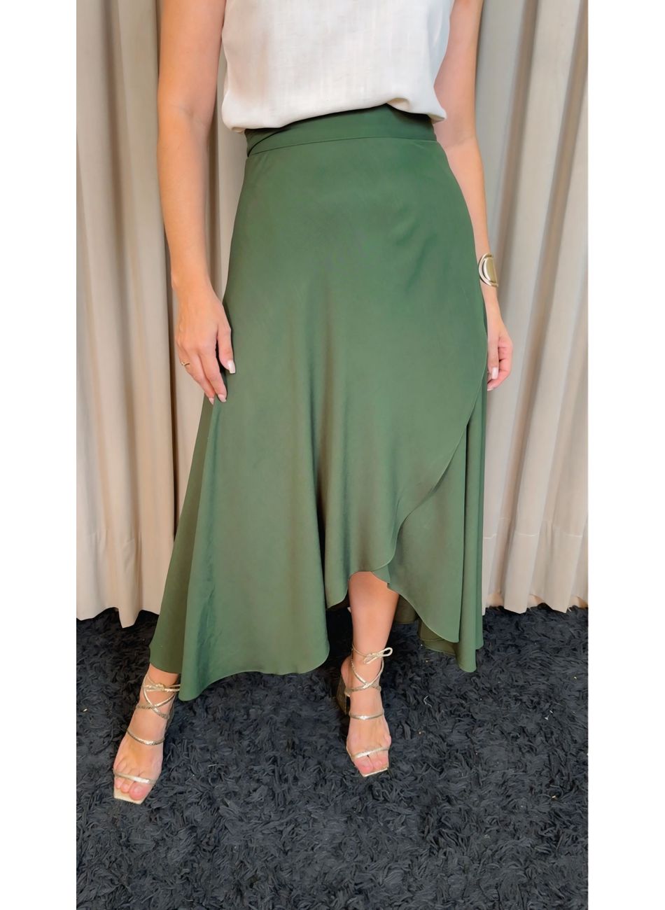 Saia Transpassada Feminina - Verde ... - D'Menina