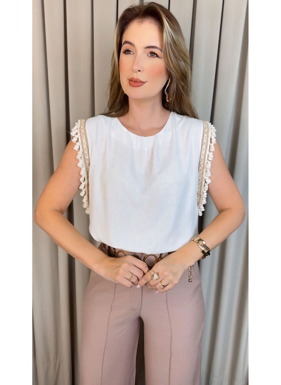 Blusa Feminina Regata Bordada Delic... - D'Menina