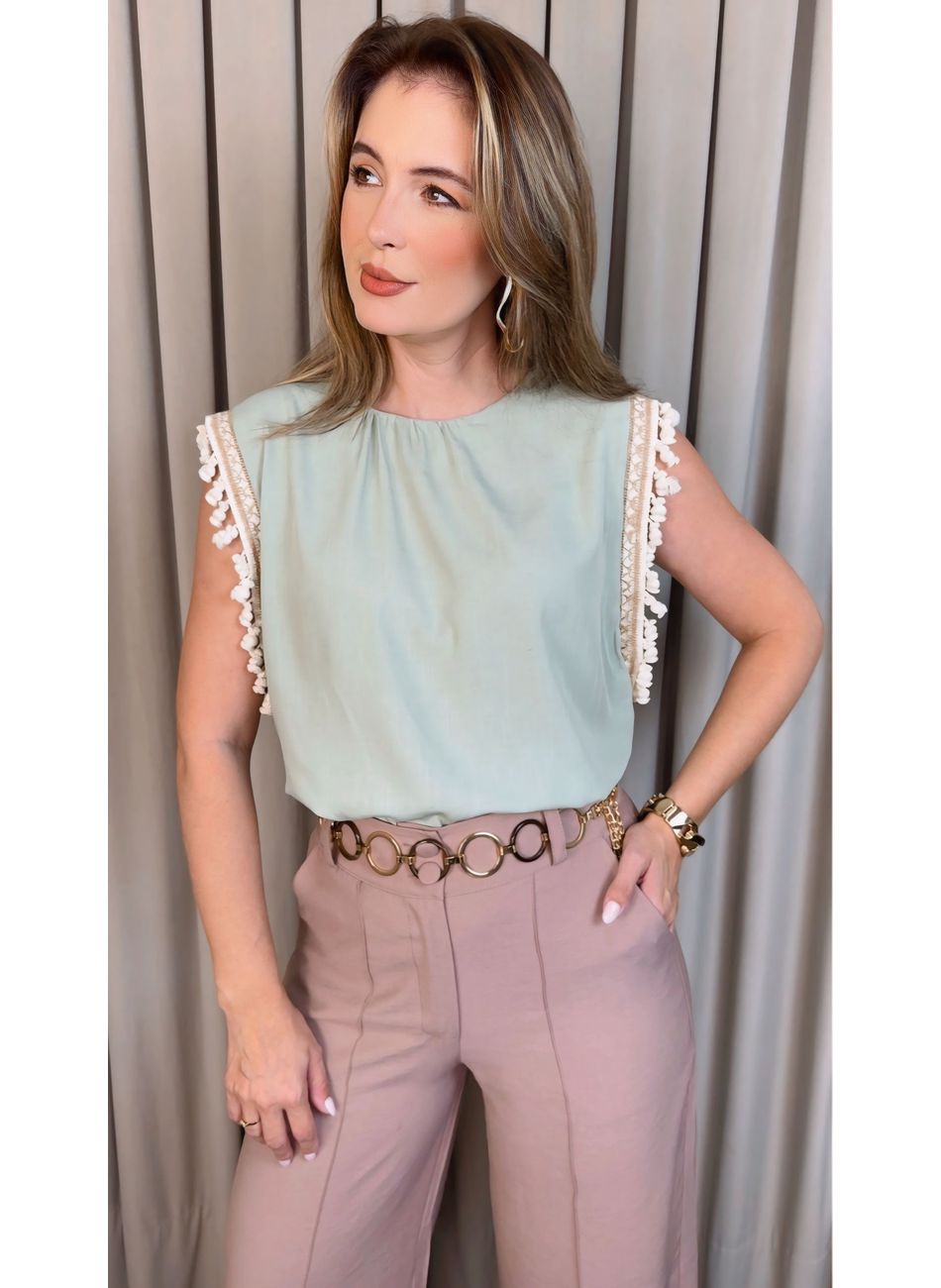 Blusa Feminina Regata Bordada Delic... - D'Menina