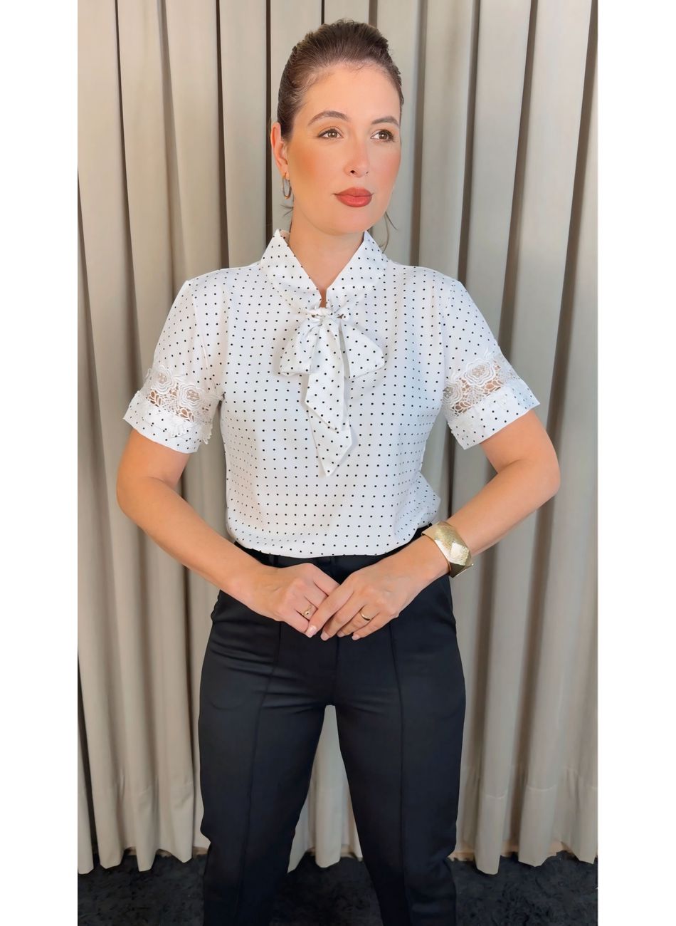 Blusa feminina Laço Poa - Cod: 335 ... - D'Menina