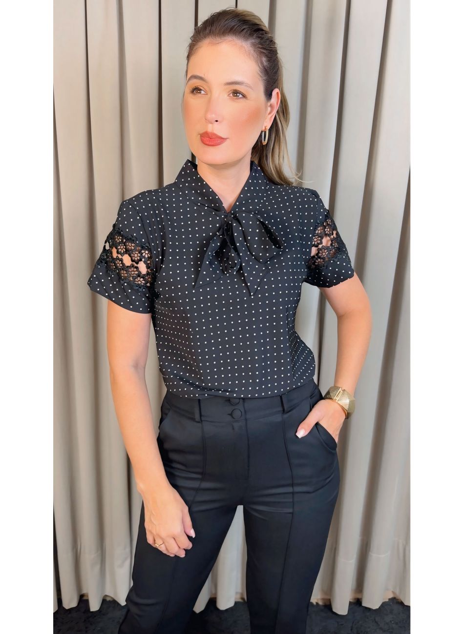Blusa feminina Laço Poa - Cod: 335 ... - D'Menina