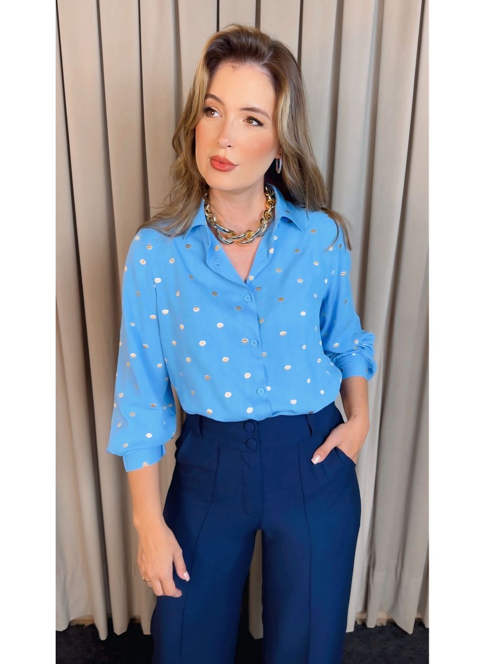 Camisa Feminina Manga Longa Bordada... - D'Menina