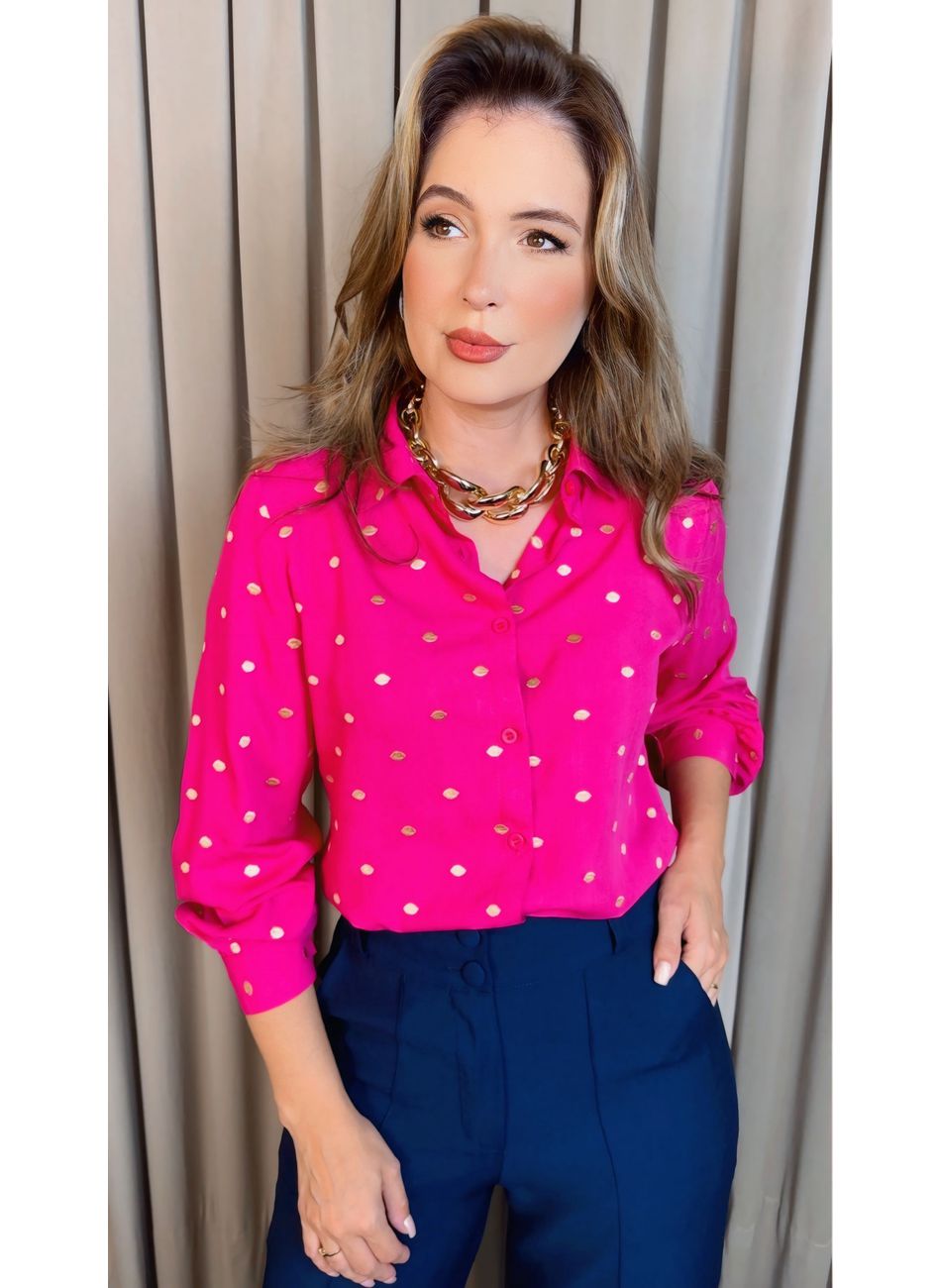 Camisa Feminina Manga Longa Bordada... - D'Menina