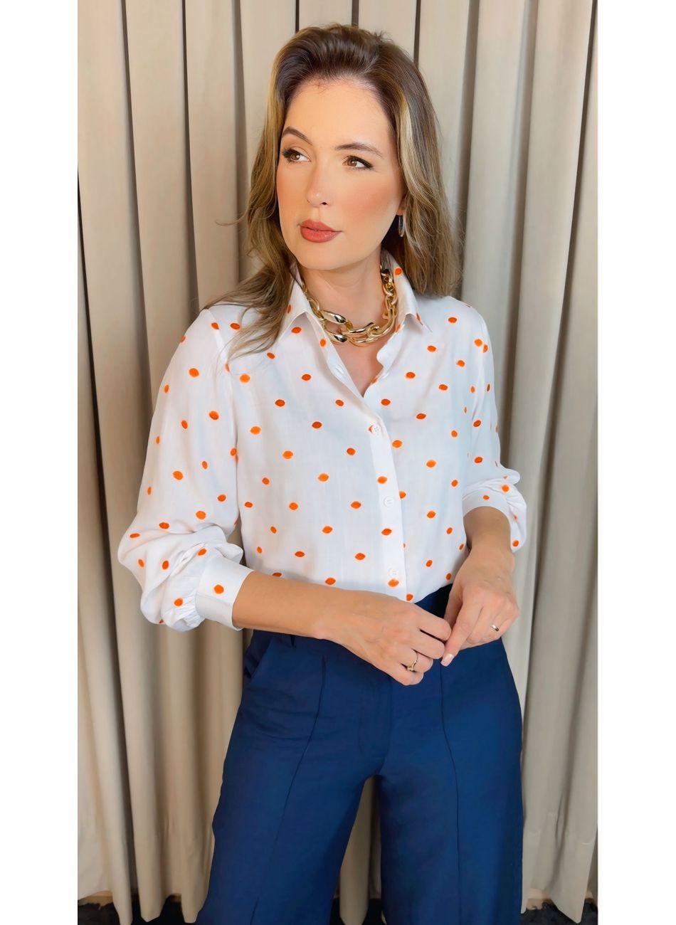Camisa Feminina Manga Longa Bordada... - D'Menina