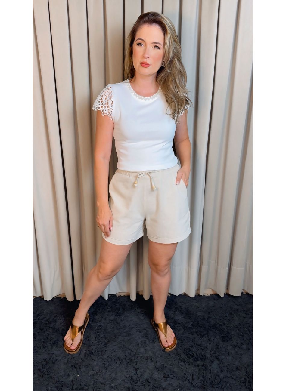 Short Feminino Viscolinho - Nude - ... - D'Menina