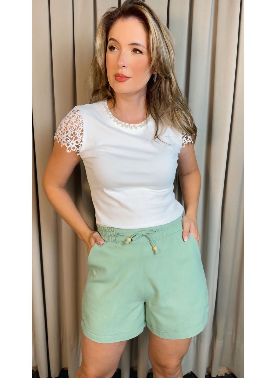 Short Feminino Viscolinho - Verde -... - D'Menina