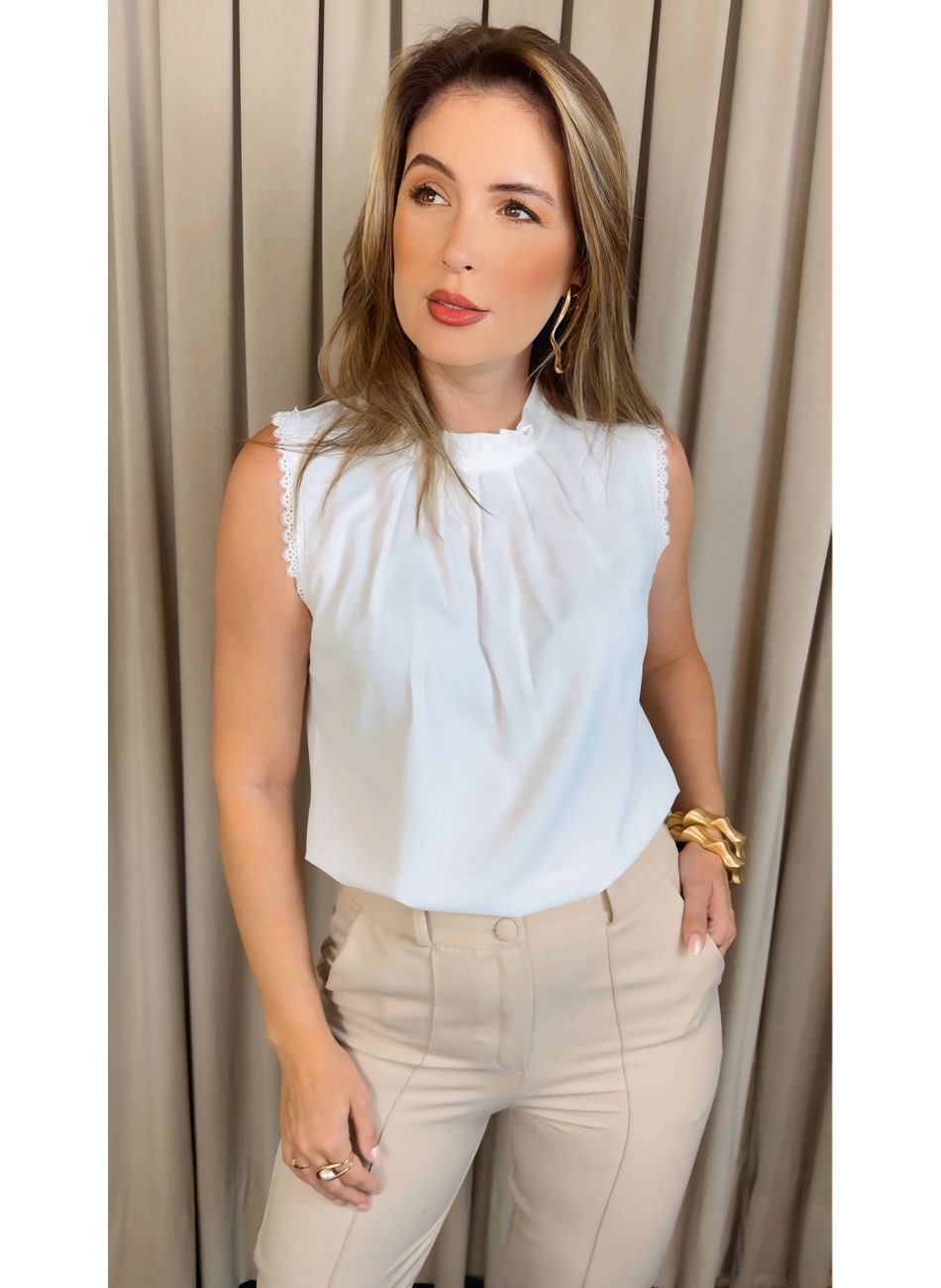 Blusa Feminina Clássica Com Detalhe... - D'Menina