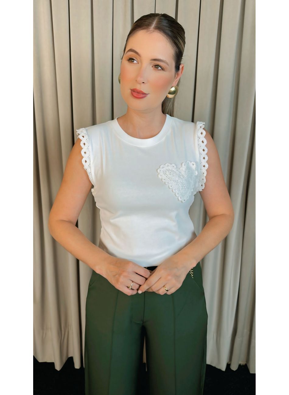 Regata Feminina Bordada Delicada - ... - D'Menina