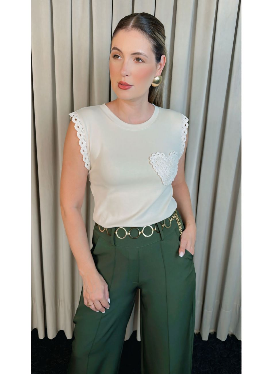 Regata Feminina Bordada Delicada - ... - D'Menina