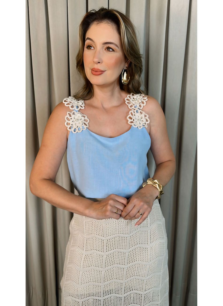 Regata Feminina Bordada Flor - Cod ... - D'Menina