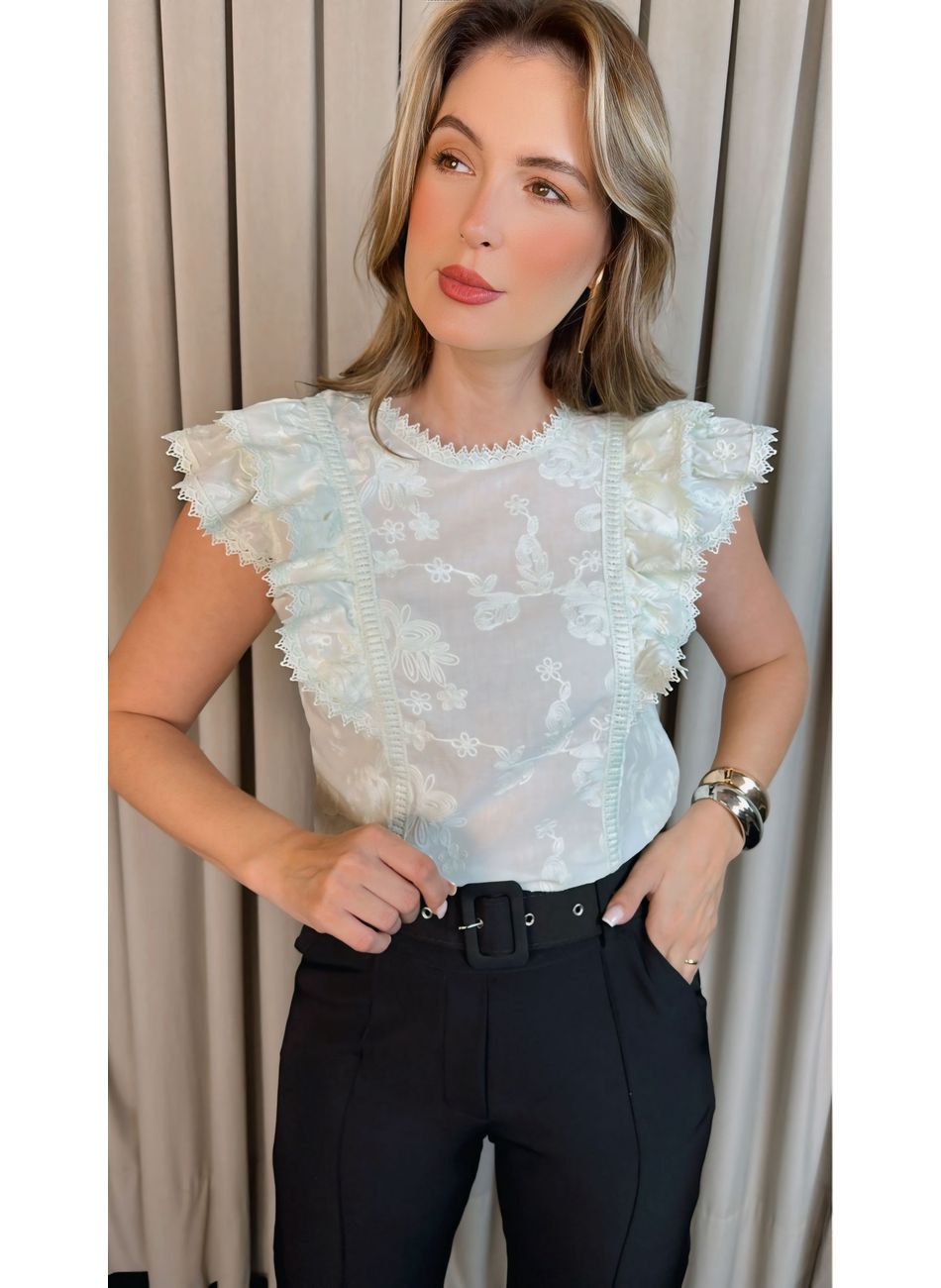 Blusa Feminina Delicada Bordada - B... - D'Menina