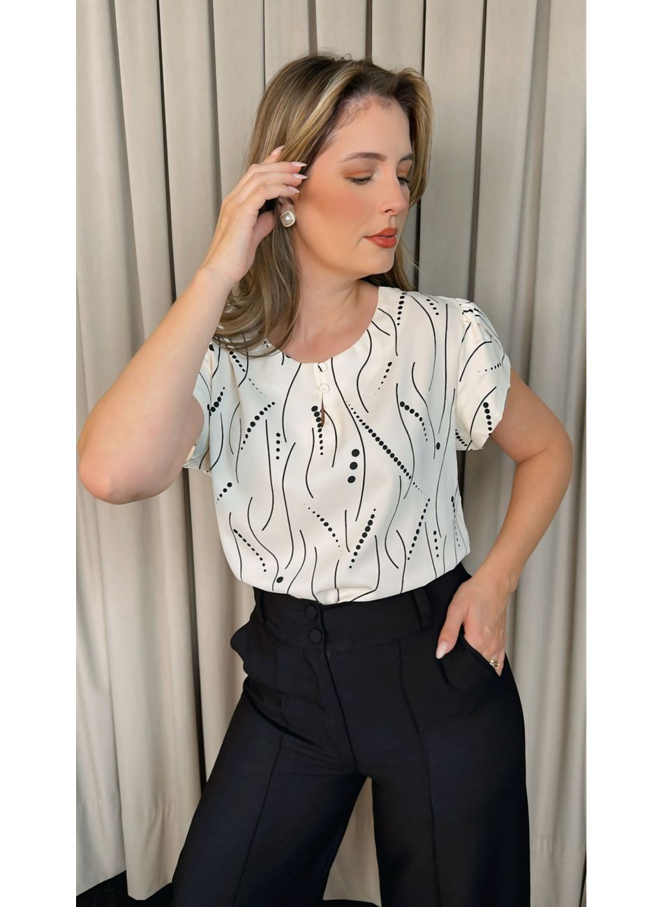 Plus - Blusa Feminina Estampada - B... - D'Menina