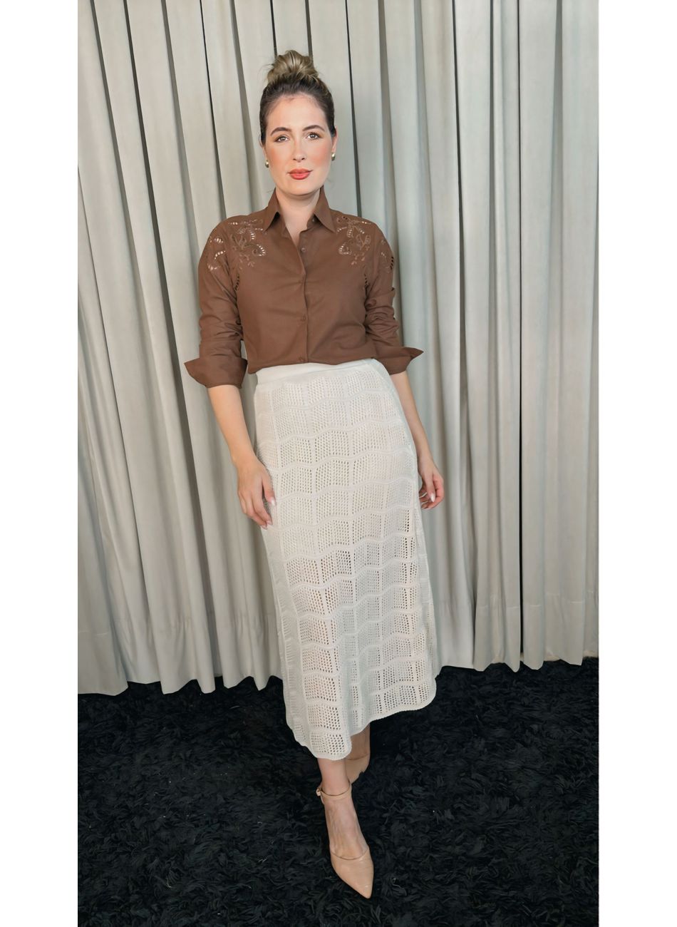 Saia Feminina Em Trico - Nude -Cod ... - D'Menina