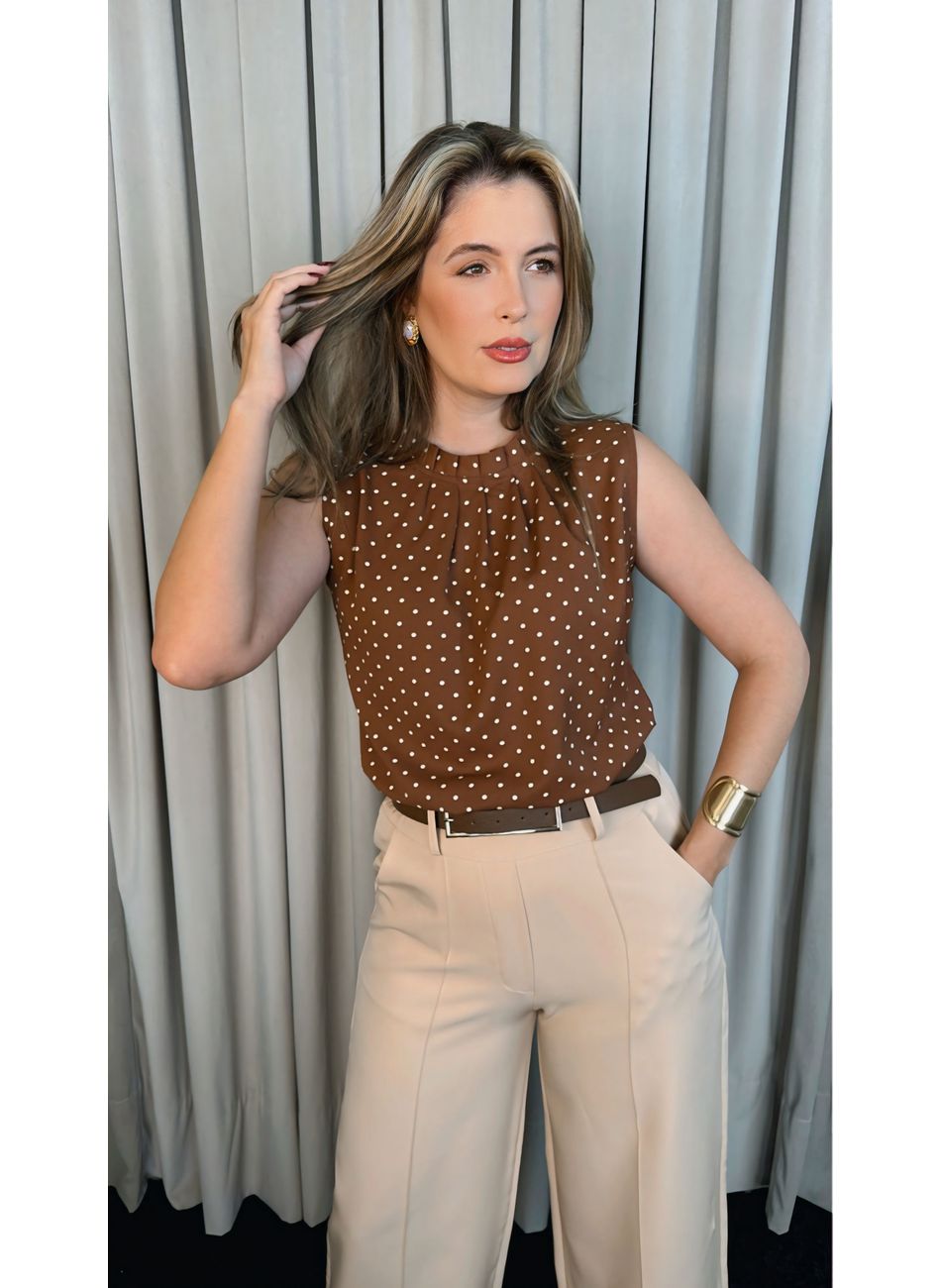 Blusa Feminina Clasica Em Poa Delic... - D'Menina