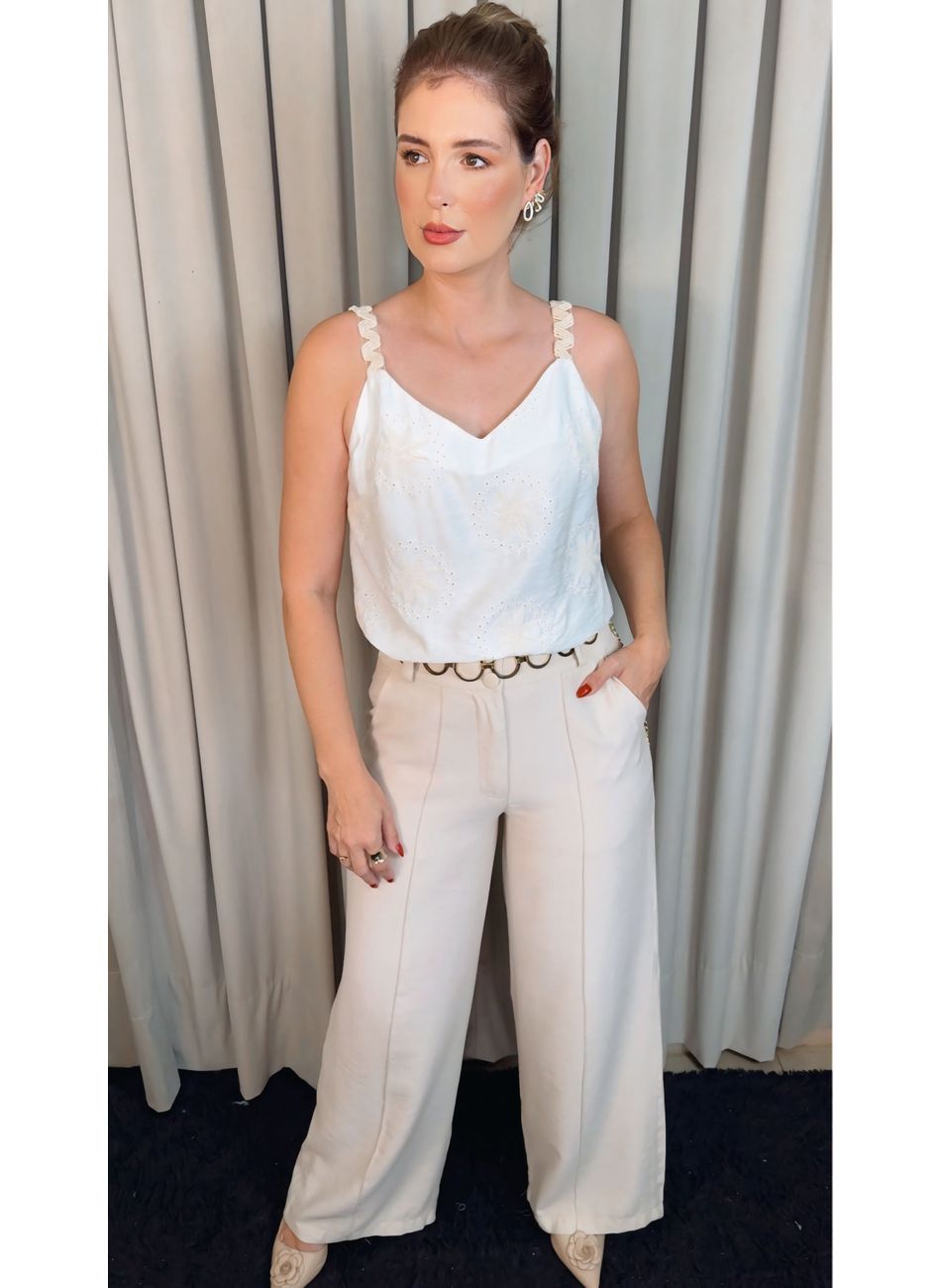 Blusa Feminina Regata Bordada - Bra... - D'Menina