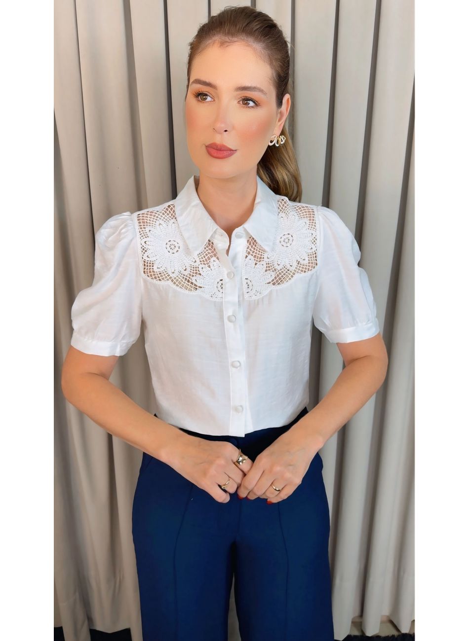 Blusa Feminina Delicada Bordada - B... - D'Menina