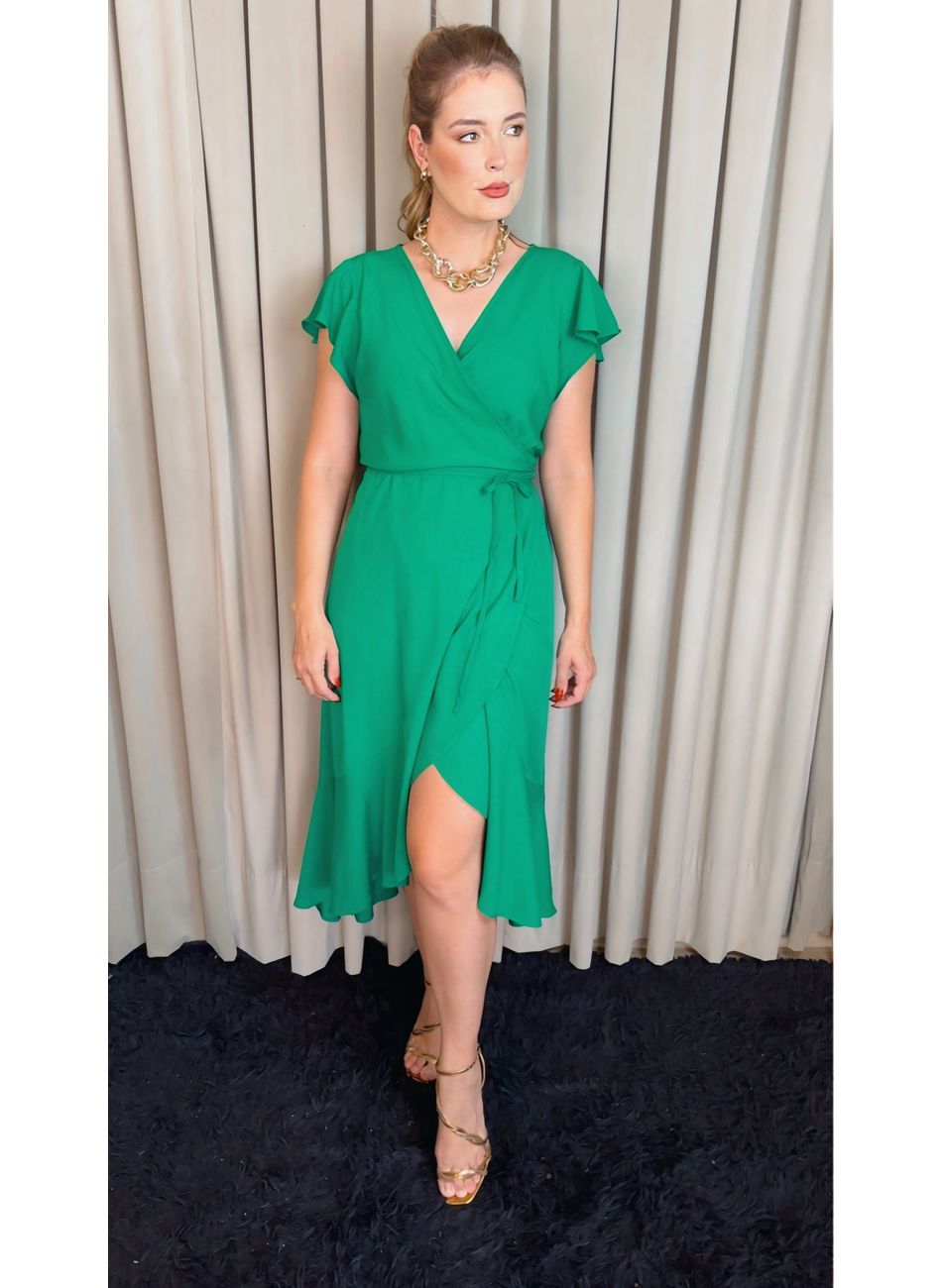 Vestido Feminino Longo - Verde - Co... - D'Menina